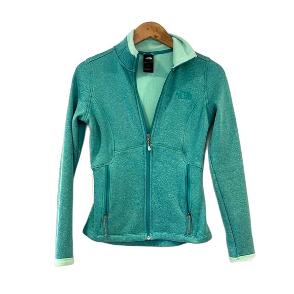 The North Face Agave Women's Fleece Full Zip Soft Jacket Aqua Green-Blue XS - Picture 4 of 13